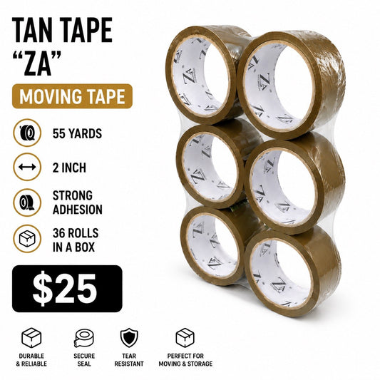 Premium Tan Packing Tape – 2" x 55 Yards